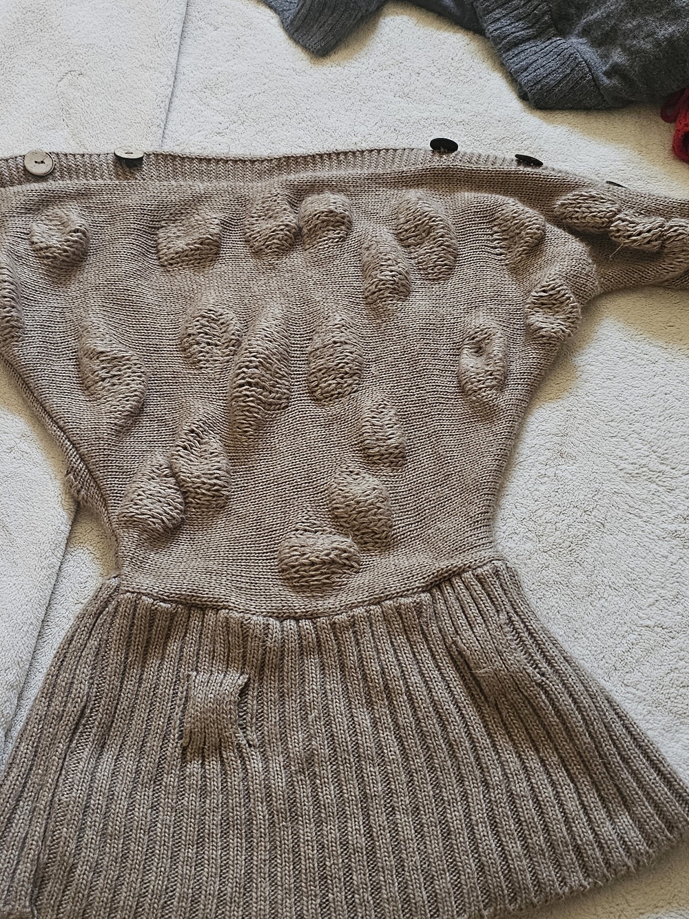 Women’s Taupe Textured Bubble-Knit Sweater